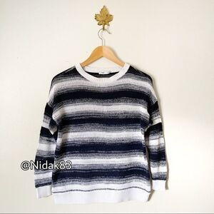 Vince Striped Black & White pullover knit sweater XXS 100% Cotton